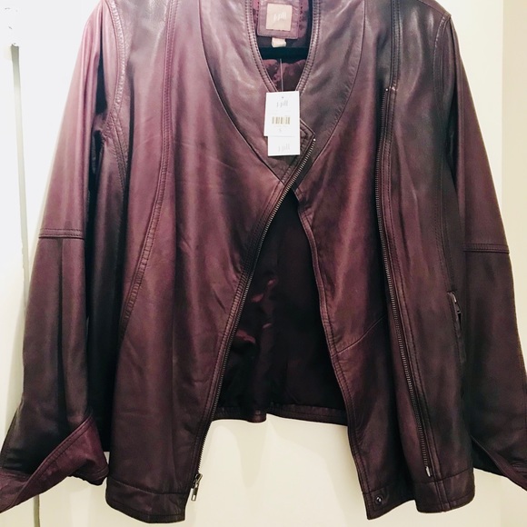 J. Jill Dark Fig Leather Motorcycle Jacket Size S - Picture 2 of 6